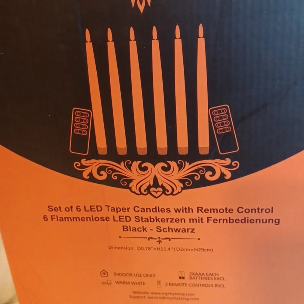 Black LED Taper Candles with Remote Set Of 6 Candles Rhy T Sing